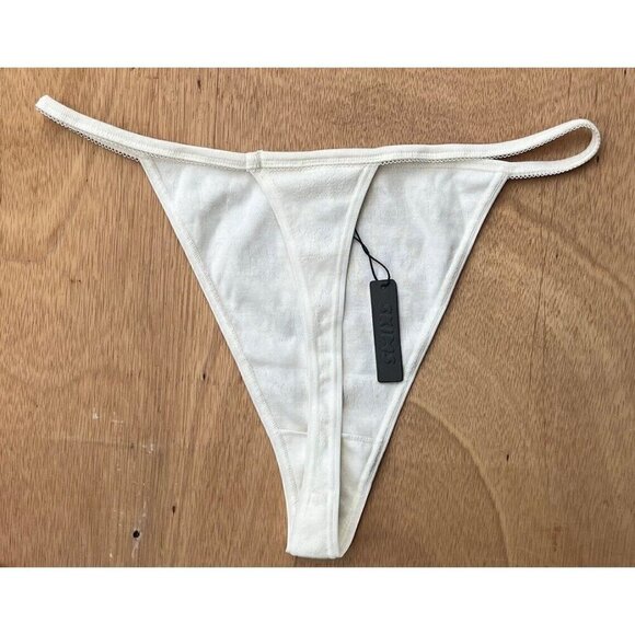 Skims Thong XL Logo Pointelle Thong Bone STYLE PN-THG-0192 - Picture 2 of 10